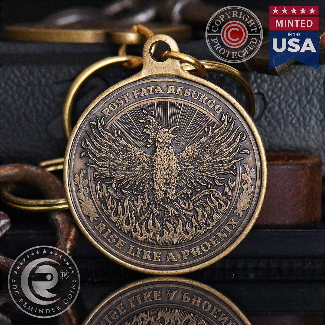 Phoenix Key Tag| Post Fata Resurgo | Rise Like a Phoenix | EDC Reminder ...