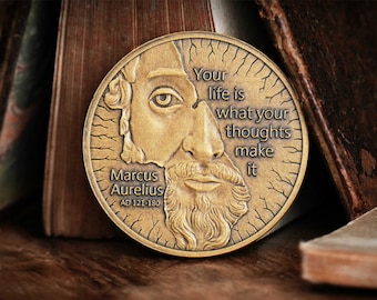 Marcus Aurelius Coin | EDC Reminder Coins | Brass Challenge Coins | Daily Stoic Wisdom Practice Meditation Mindset Medallion Gift | Stoicism