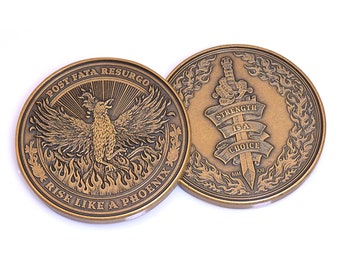 Phoenix Coin| EDC Reminder Challenge Coin | Phoenix Bird Fire Rising Ashes | Everyday Carry Coin | Motivational Gift | Encouragement Gift