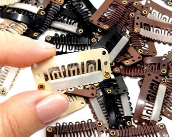 Full Lace Front Wig Clips – Large 3.2cm Metal Snap Clips – Sew-In Toupee Fasteners – Glueless Wig Secure Hold – Black or Brown