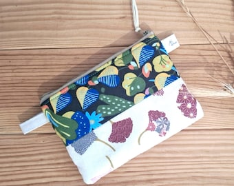 Monedero floral hecho a mano, estuche de algodón con cremallera, cartera pequeña de patchwork, monedero bonito