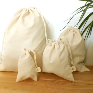 Pochon Cadeau Coton / Sacs cadeaux beiges naturels, sacs cadeaux de mariage écru, emballage cadeau en coton, sac alimentaire en tissu Oeko-tex image 2