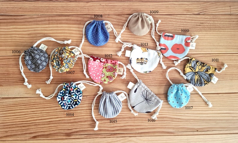 mini Jewellery bag drawstring pouch handmade round pouch sac pochon 100% Cotton fabric drawstring gift bags storage gemstones bag miniture image 7