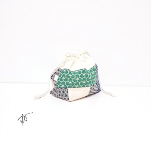 Handgemachte Patchwork Baumwolle Kordelzugbeutel, Kleine Kosmetiktasche Bild 10