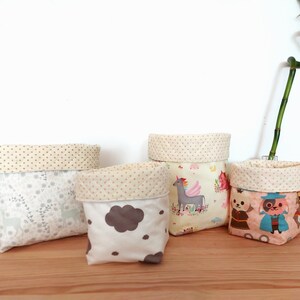 Children's room decorative basket Baby room decoration storage store / handmade cotton baskets animal print clouds unicorn baby girl gift image 2