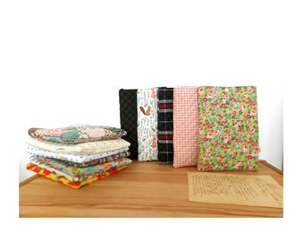 Quilted Book Sleeve – Padded Floral Cotton Book Cover, Paperback Protector Pouch, Handmade Book Bag