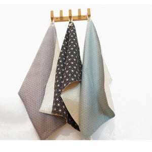 cotton honeycomb Tea Towel: Geometric Floral handmade large Dish Cloth