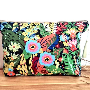 Pochette géante, grande pochette en coton, pochette florale zippée, trousse florale, grande trousse à cosmétiques, grande trousse de toilette, grande pochette à couches, trousse à cosmétiques XL