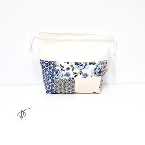 Handgemachte Patchwork Baumwolle Kordelzugbeutel, Kleine Kosmetiktasche Bild 5