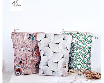 Handmade Floral Diaper Pouch, Waterproof Baby Changing Organizer, Cotton Travel Toiletry Bag