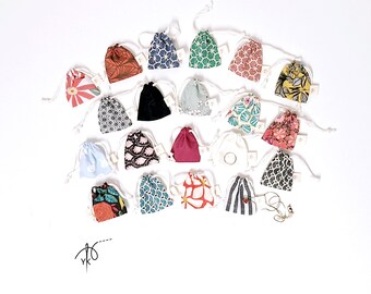 Mini sacs à cordon en coton, pochette cadeau pour bijoux, pochette pour bagues, rangement pour pierres précieuses fait main, petit sac à accessoires, mini organiseur