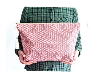 Big zip pouch, XL pouch, geometric large cotton pouch, big toiletry bag, large cosmetic pouch, big diaper pouch, oversize bag, weekend bag