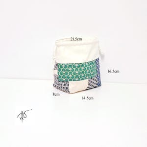 Handgemachte Patchwork Baumwolle Kordelzugbeutel, Kleine Kosmetiktasche Bild 2