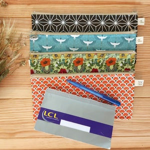 Handmade Cotton Checkbook Pouch, Long Zip Wallet, Checkbook Holder & Cheque Book Protector