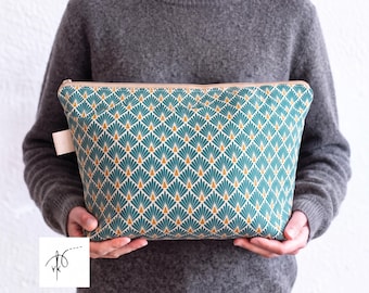 Extra Large toiletry bag, Handmade Cotton pouch, XL cosmetic bag, modern pouch, big cosmetic pouch, diaper pouch, weekend bag