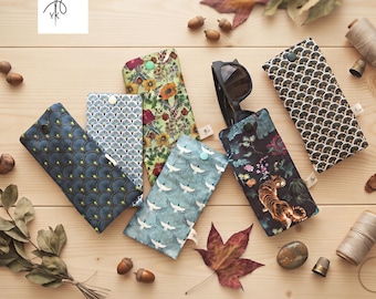 Padded Sunglasses Case – Handmade Cotton Eyeglasses Sleeve with Snap Button, Glasses Pouch