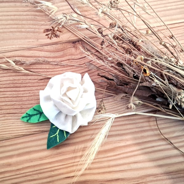 rose hair clip, rose barrette , cotton rose hair clip, cotton flower hair clip, flower barrette, rose hair accessory, handmade rose clip