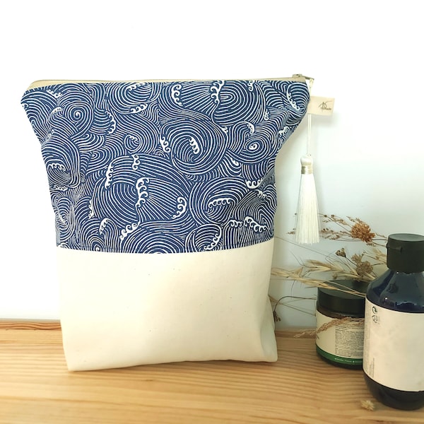 Diaper pouch - Sac à couches, stylish nappy pouch zipper closure nappy bag handmade Cotton pouch, big diaper bag, large nappy bag, baby gift