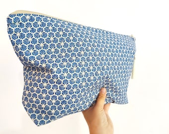 Giant bag, Big zipper bag, XL pouch, geometric bag, big toiletry bag, large cosmetic bag, big diaper bag, oversize bag, navy weekend bag