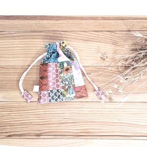 Patchwork pouch, drawstring pouch, Storage pouch, handmade pouch, pochon, upcycled pouch, cotton pouch unique pouch Handmade bag, ykmade