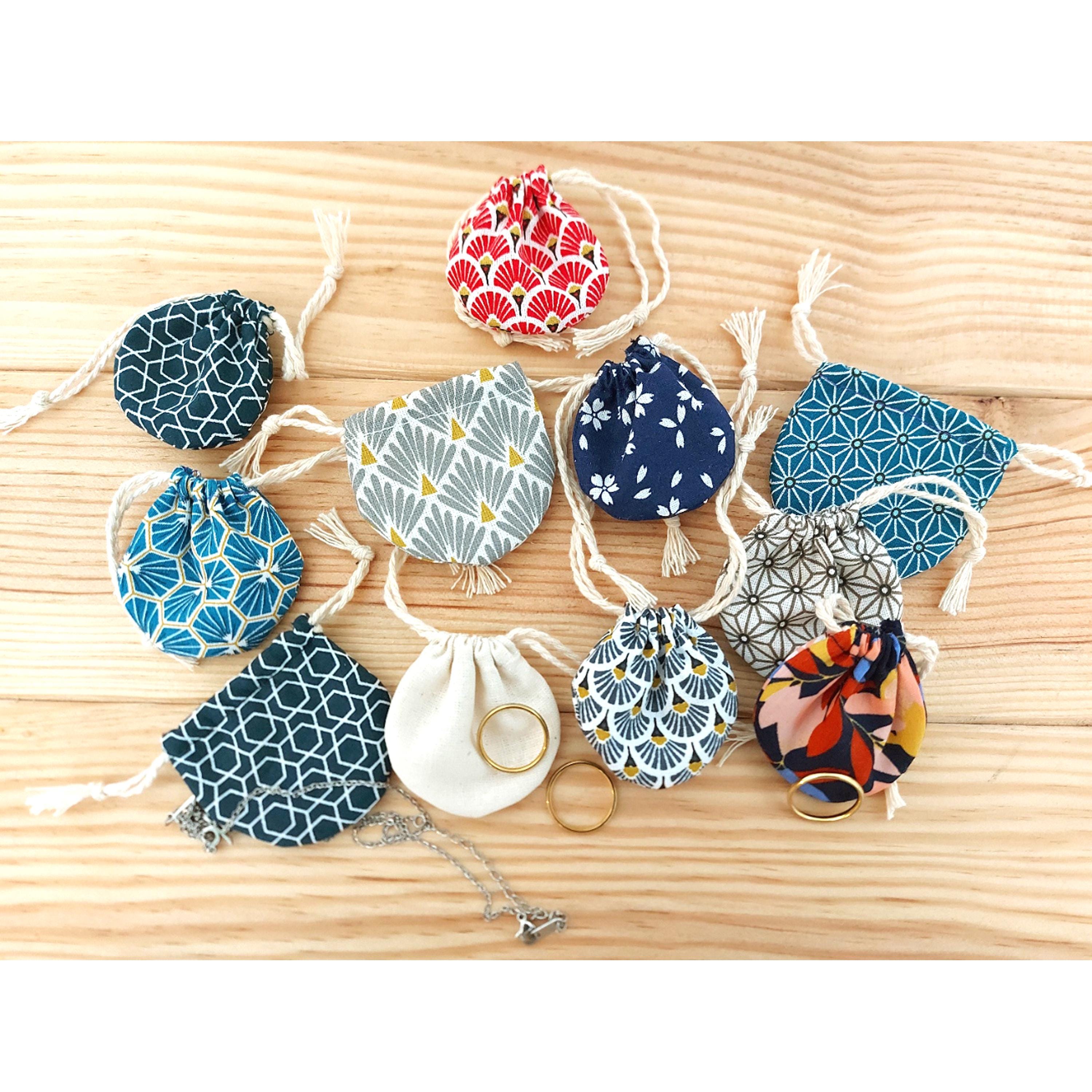 mini Jewellery bag drawstring pouch handmade round pouch sac pochon 100% Cotton fabric drawstring gift bags storage gemstones bag miniture