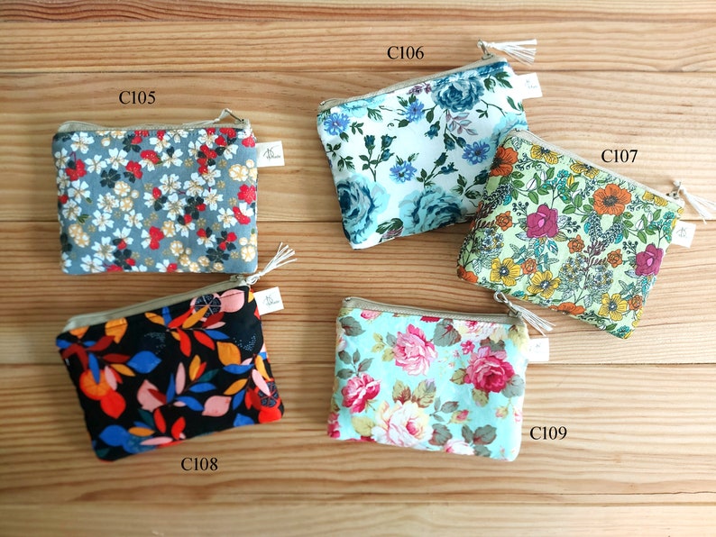 Porte Monnaie /Monedero de algodón / Patchwork de algodón hecho a mano Monedero titular de la tarjeta de crédito / mini bolsa monedero pequeño / YKmade imagen 3