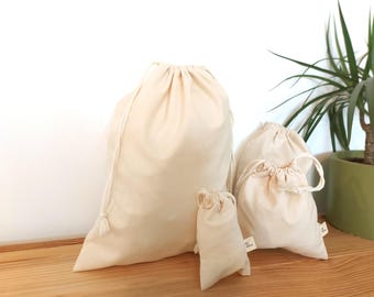 Cremefarbene Baumwollbeutel, Kordelzugbeutel: Cremefarbene Hochzeitsbevorzugungsbeutel, Baumwollbeutel, Aufbewahrungsbeutel, Baumwoll-Staubbeutel, Projektbeutel, Schüttgutbeutel