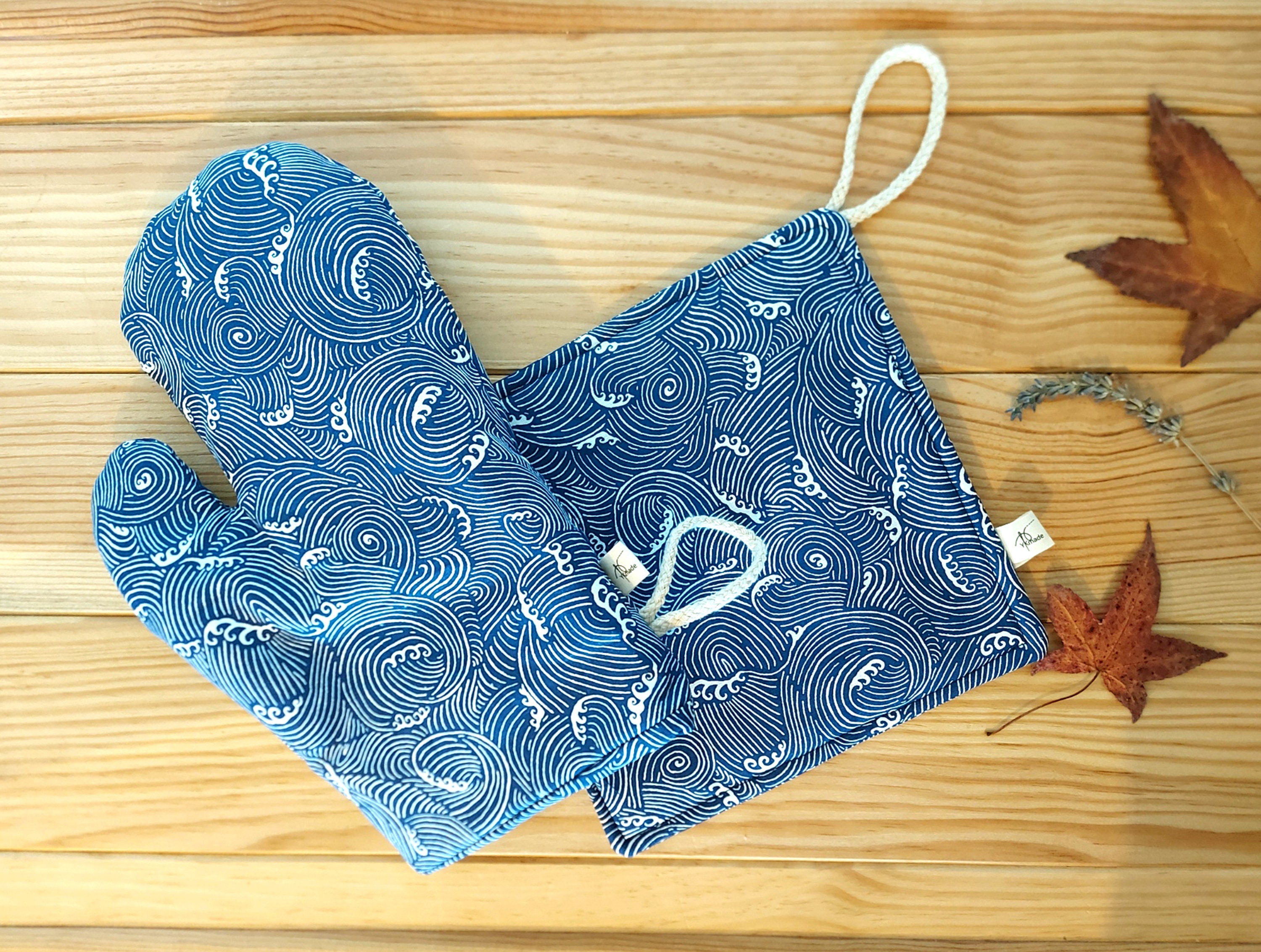 Gant de Four Japonais Wave, Gants Four, Gants Marine, Cadeau Pour Maman Gant Cuisine, Cuisson, Boula