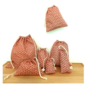 Sacs cadeaux en coton, pochette hexagonale vin, sac à cordon en coton vin, emballage cadeau réutilisable, pochon cadeau, sacs pochon, sac en vrac