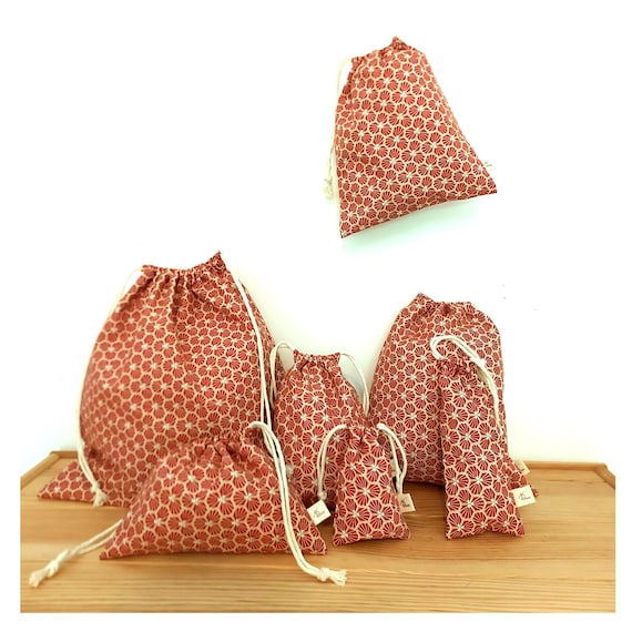 Cotton gift bags, Wine hexagon pouch, wine Cotton drawstring bags, reusable Christmas gift bag, gift wrap, pochon cadeau, Sacs pochon