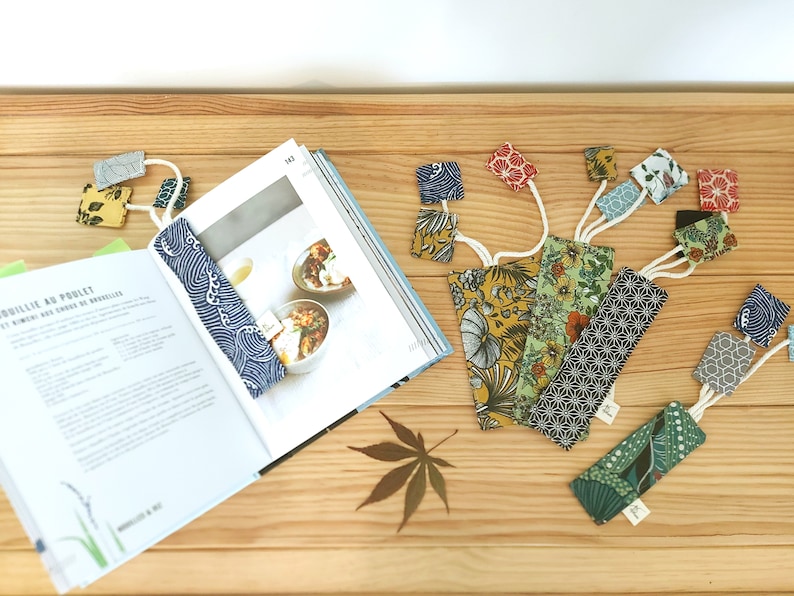 Bookmark, cotton bookmark, handmade bookmark, unique bookmark, floral bookmark, cotton fabric bookmark, gift for readers, gift for teacher image 1