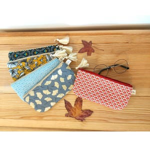 Étui à lunettes, pochette à lunettes de soleil, pochette zippée faite main, étui souple rembourré à lunettes avec pompon, Étui à lunettes de soleil, rangement pour lunettes