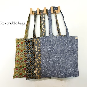 Reversible bag, reversible tote bag, two way shoulder bag, shopping bag, Japanese wave bag, Ginkgo bag, shopper bag, custom cotton tote bag