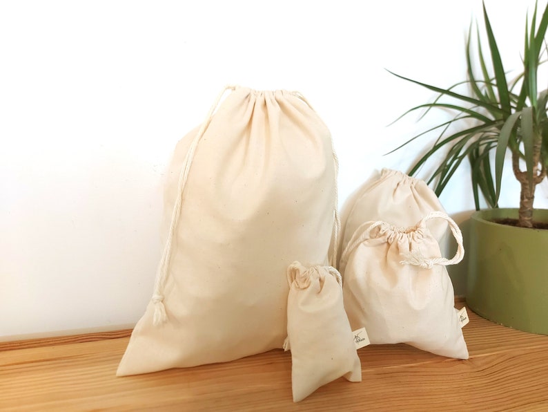 Pochon Cadeau Coton / Sacs cadeaux beiges naturels, sacs cadeaux de mariage écru, emballage cadeau en coton, sac alimentaire en tissu Oeko-tex image 3