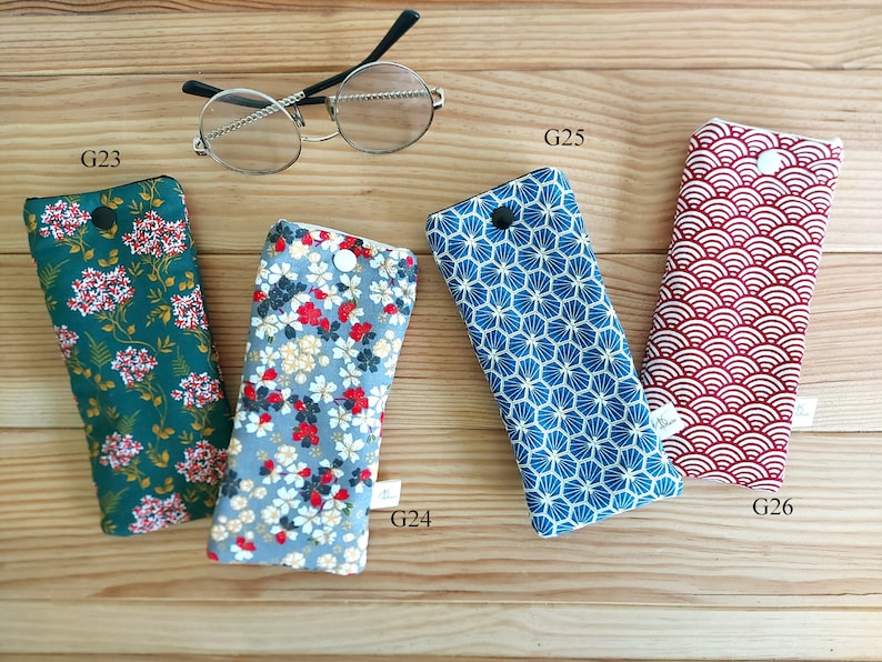 Sun glasses case, glasses pocket, padded glasses sleeve, étui à lunettes , gift for him, gift for her, Cotton glasses pouch, lunettes soleil zdjęcie 5