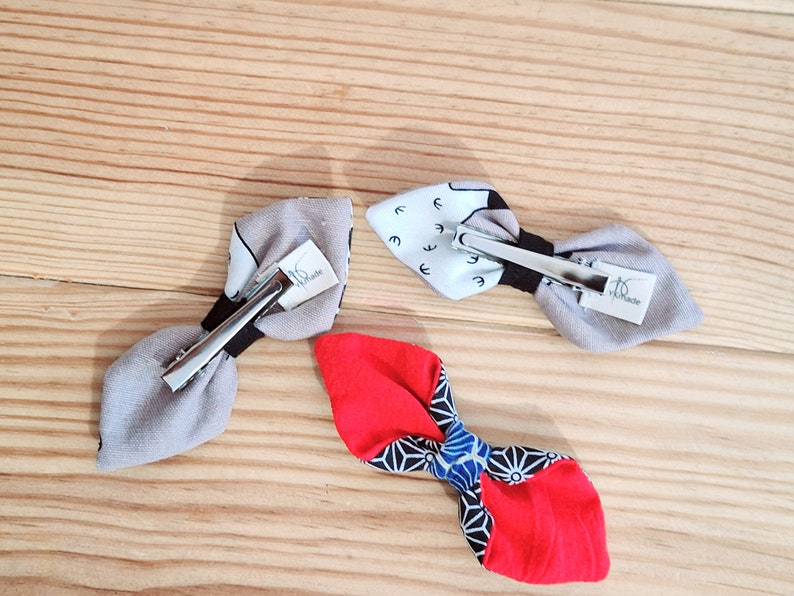 Handmade hair clip, bow hair clip, cotton bow hair clip, bow hair clip,cotton hair accessory, handmade accessory small gift,cotton hair clip image 5