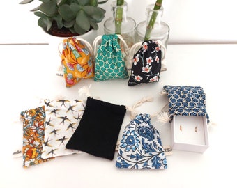 pochon pour bijoux, Small drawstring pouch for gemstones bag colourful floral geometric pattern mini bags small gift favor bag OEKO-TEX sac