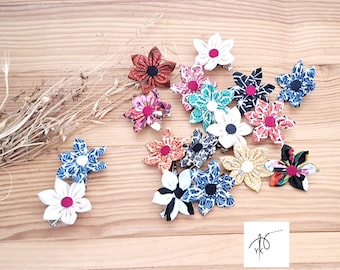 Fermaglio per capelli a forma di fiore in cotone fatto a mano, accessorio per capelli floreale in tessuto, grazioso fermaglio a fiore per donne e ragazze