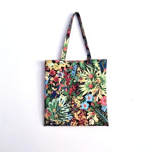 Reversible Floral Cotton Tote Bag: Handmade Shopper bag with Pocket, shopping bag, shoulder eco bag