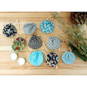 Petite pochette ronde à bijoux, pochette pour écouteurs, pochette pour écouteurs, pochette pour bougies chauffe-plat, pochette cadeau en coton, pochette en pierres précieuses