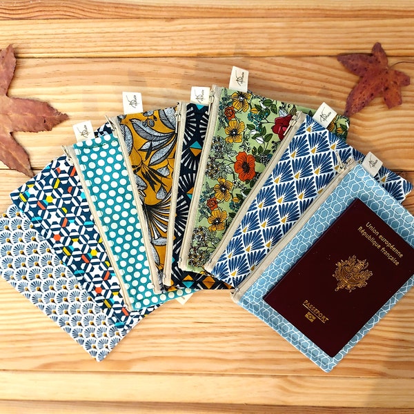 Étui pour passeport, pochette pour passeport, pochette zippée en coton, porte-passeport en coton, pochette de protection pour passeport, étui pour passeport floral, étui pour passeport