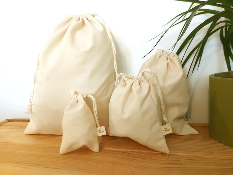 Simple Black Drawstring Bag: Handmade Reusable Birthday Gift Bag ...