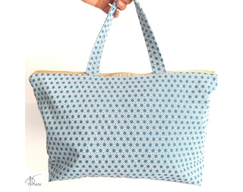 Handmade Water Resistant Toiletry Bag, Large Diaper Bag, Coated Cotton Weekend Bag, Hospital Bag, Cosmetic & Project Bag, Nappy Bag