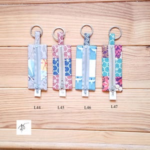 Handmade Cotton Lipstick Keychain Pouch: Lip Balm pouch, lipstick pouch, USB holder, Coin Purse, Bag charm pouch, YK image 12
