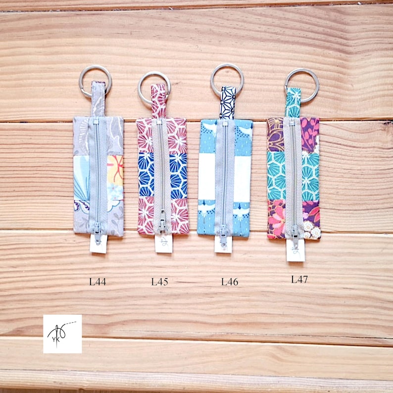 Handmade Cotton Lipstick Keychain Pouch: Lip Balm pouch, lipstick pouch, USB holder, Coin Purse, Bag charm pouch, YK image 12