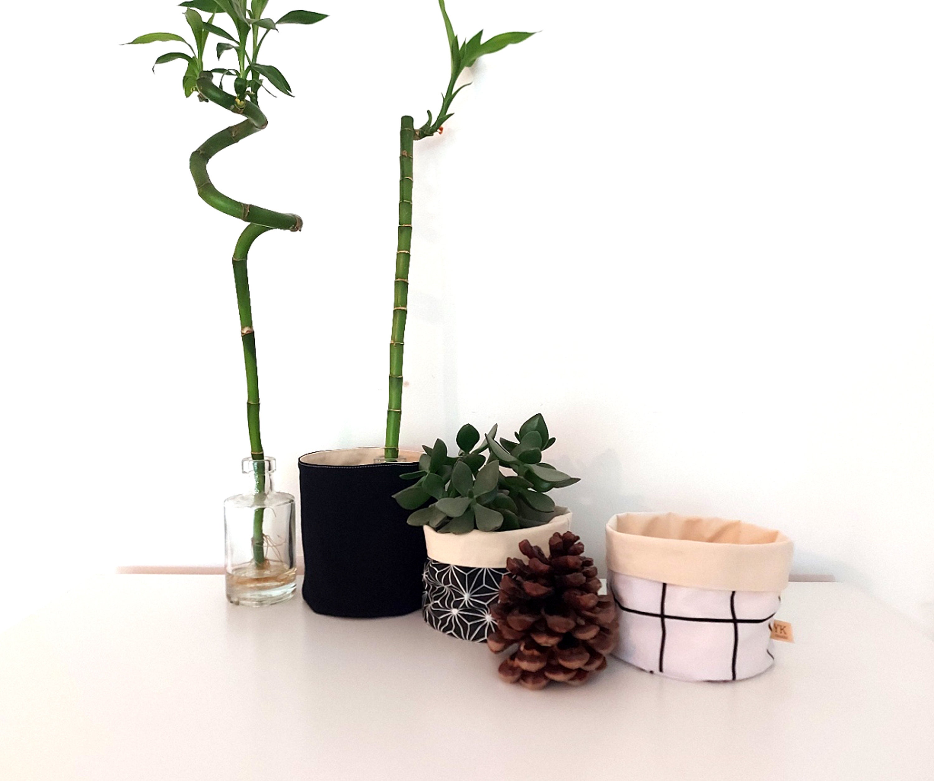 Jardinière Pot d'intérieur Porte-Pot de Plantes Conteneur Cylindre Panier Rangement en Coton Boîte T