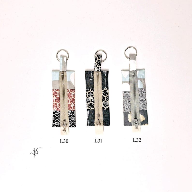 Handmade Cotton Lipstick Keychain Pouch: Lip Balm pouch, lipstick pouch, USB holder, Coin Purse, Bag charm pouch, YK image 8