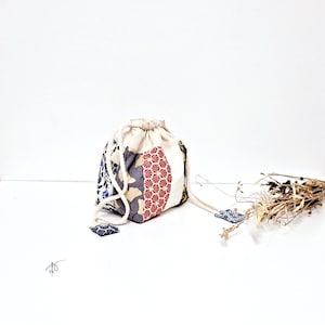 Bolsa hecha a mano, bolsa de algodón con cordón, bolsa patchwork, neceser, bolsa patchwork de algodón, bolsa de maquillaje, YK
