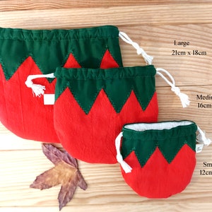 Tomato pouch, Cute cotton pouch, Vegetable pouch, Tomato bag, Cotton tomato pouch, Cotton fabric drawstring bag, Unique gift bag, cute bag image 2