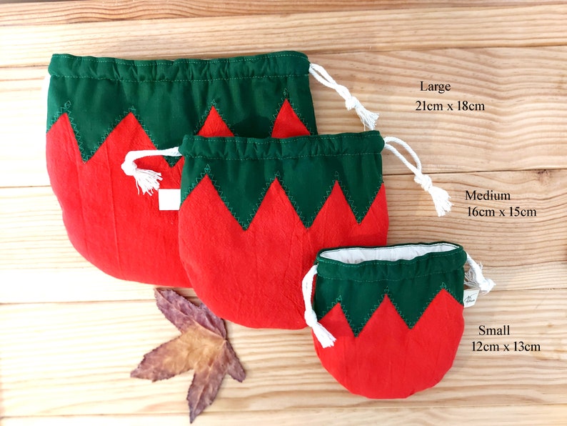 Tomato pouch, Cute cotton pouch, Vegetable pouch, Tomato bag, Cotton tomato pouch, Cotton fabric drawstring bag, Unique gift bag, cute bag image 2